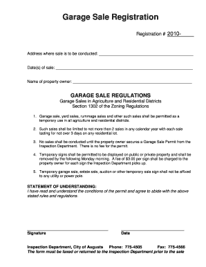 Garage Sale Registration Form