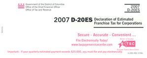 2007 D-20ES Franchise Tax Declaration