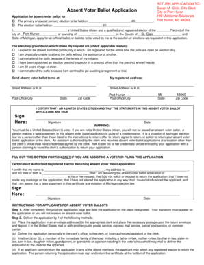 Michigan Absent Voter Ballot Application