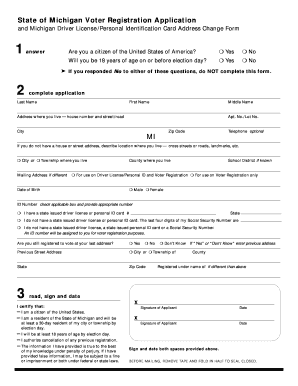 Michigan Voter Registration and Driver License Address Change Form