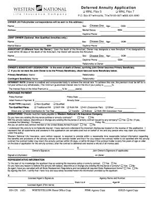 Deferred Annuity Application