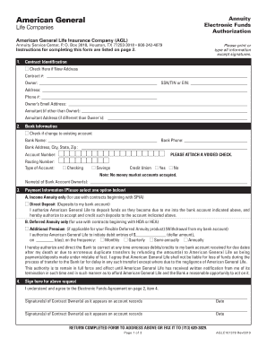 Annuity Electronic Funds Authorization