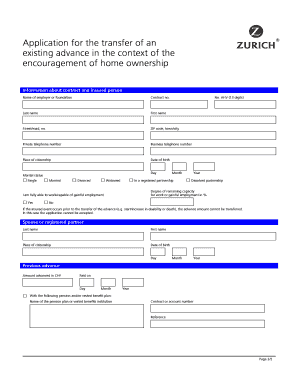 Swiss Home Ownership Advance Transfer Application