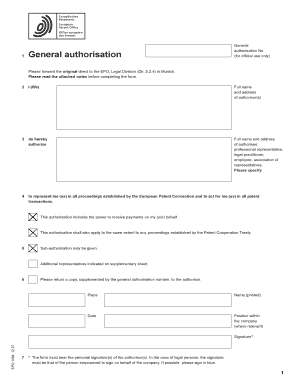 EPO 1004 General Authorisation Form
