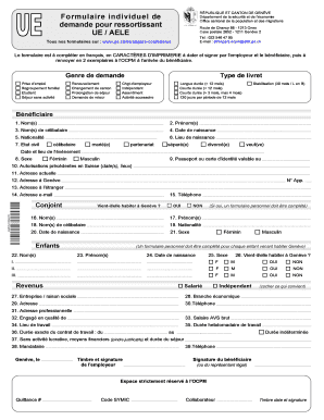 Formulaire individuel de RÉPUBLIQUE ET CANTON DE GENÈVE