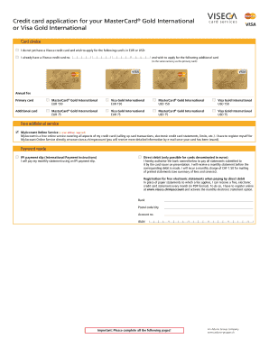 Credit Card Application for MasterCard® Gold International or Visa Gold International