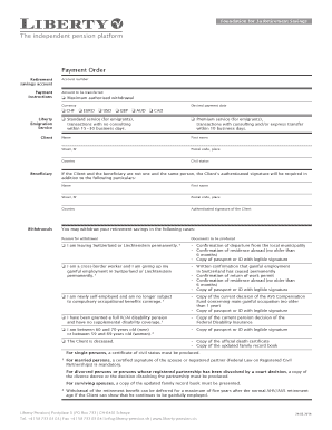 Retirement Savings Payment Order Form