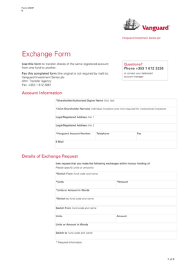 Vanguard Investment Series Exchange Form