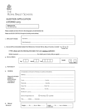 AUDITION APPLICATION LIVORNO 2013 - Dance News - dancenews