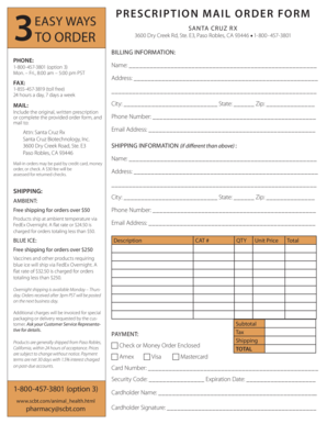 Prescription Mail Order Form