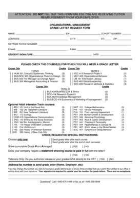 Grade Letter Request Form