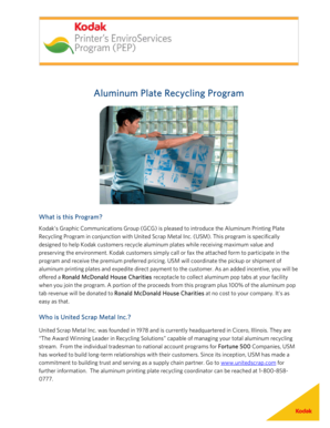 Aluminum Plate Recycling Program Form