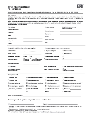 HP Repair Acceptance Form