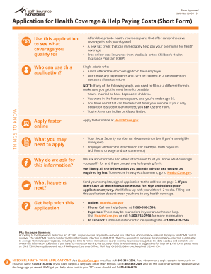 Application for Health Coverage & Help Paying Costs (Short Form)