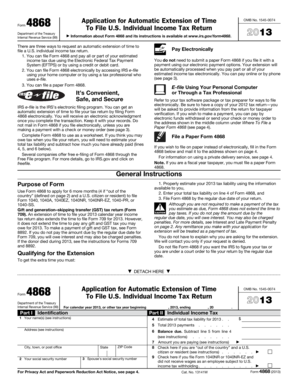 US Individual Income Tax Return Extension Form 4868