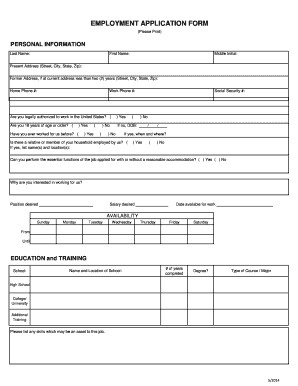 Employment Application Form