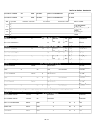 Hawthorne Gardens Apartments Rental Application