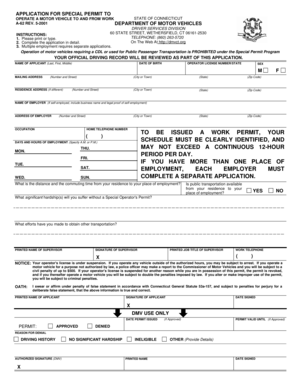 Connecticut Special Permit to Operate Motor Vehicle to Work