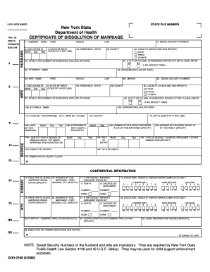 New York State Certificate of Dissolution of Marriage