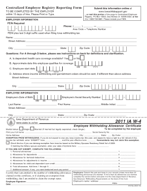 Iowa Centralized Employee Registry Reporting Form