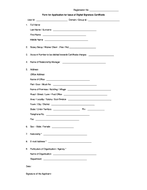 Digital Signature Certificate Application Form
