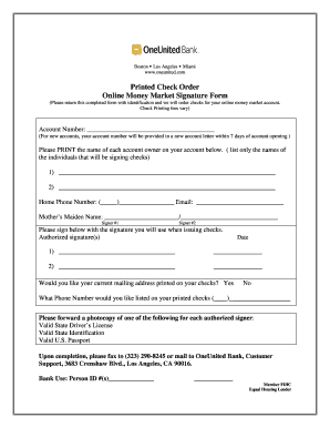 Online Money Market Signature Form