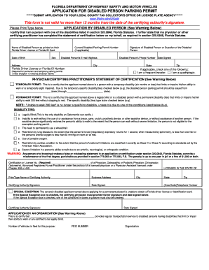 Florida Disabled Person Parking Permit Application