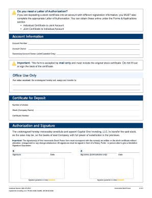 Irrevocable Stock Power Form