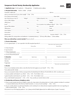 Component Dental Society Membership Application
