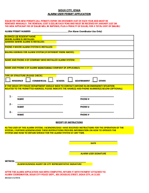 Sioux City Alarm User Permit Application