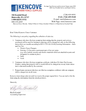 Pennsylvania Sales Tax Exemption Certificate