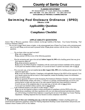 Swimming Pool Enclosure Ordinance Checklist - Santa Cruz County bb