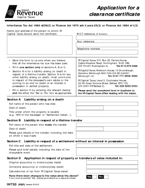 UK Inheritance Tax Clearance Certificate Application