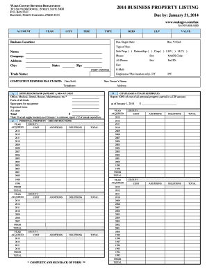 Wake County 2014 Business Property Listing