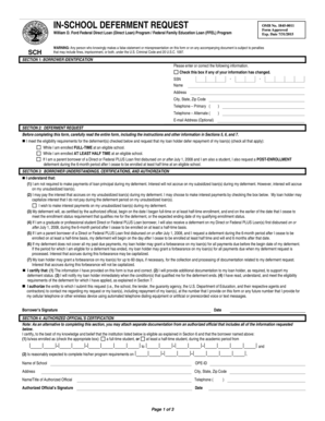 In-School Deferment Request Form