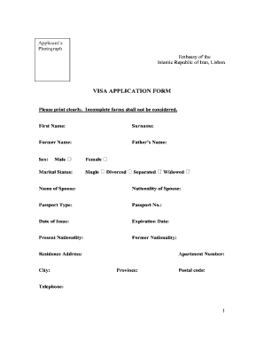 Iran Visa Application Form