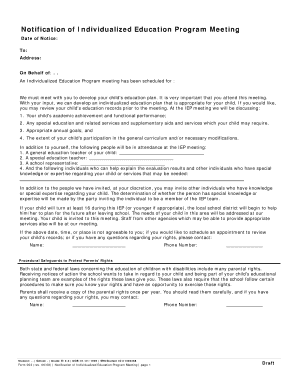 Notification of Individualized Education Program Meeting