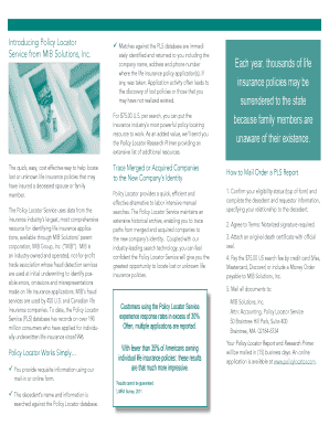 Policy Locator Service Order Form