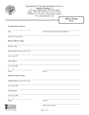 Oregon Insurance Address Change Form
