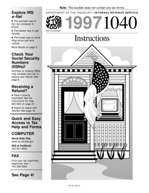 US Federal 1040 Tax Form 1997