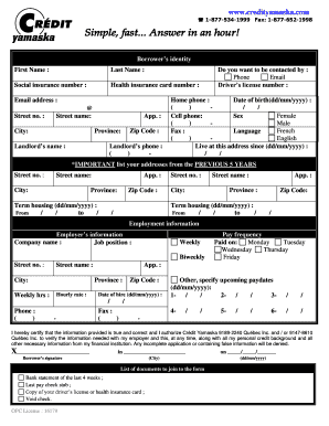 Credit Yamaska Loan Application Form