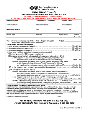 Natalizumab Prior Review Certification Form