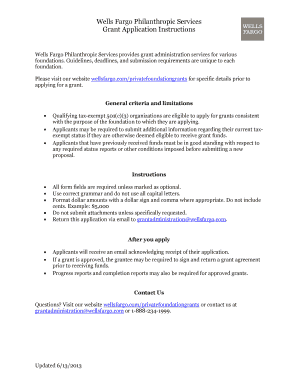 Wells Fargo Grant Application Form