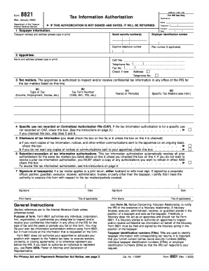 IRS Form 8821 Tax Information Authorization