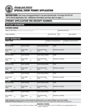 Chicago Park District Special Event Permit Application
