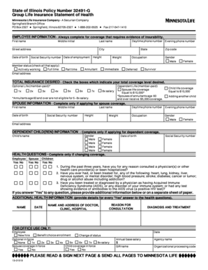 State of Illinois Group Life Insurance Statement of Health