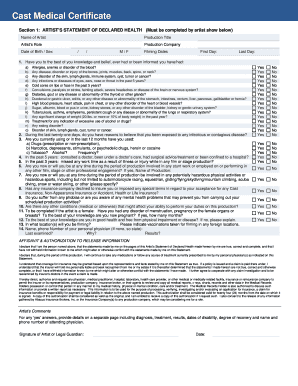 Cast Medical Certificate