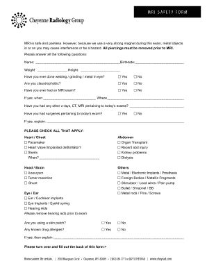 MRI Safety Form
