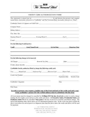 Credit Card Authorization Form