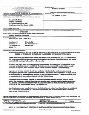 USDA Import Permit for Plants and Plant Products